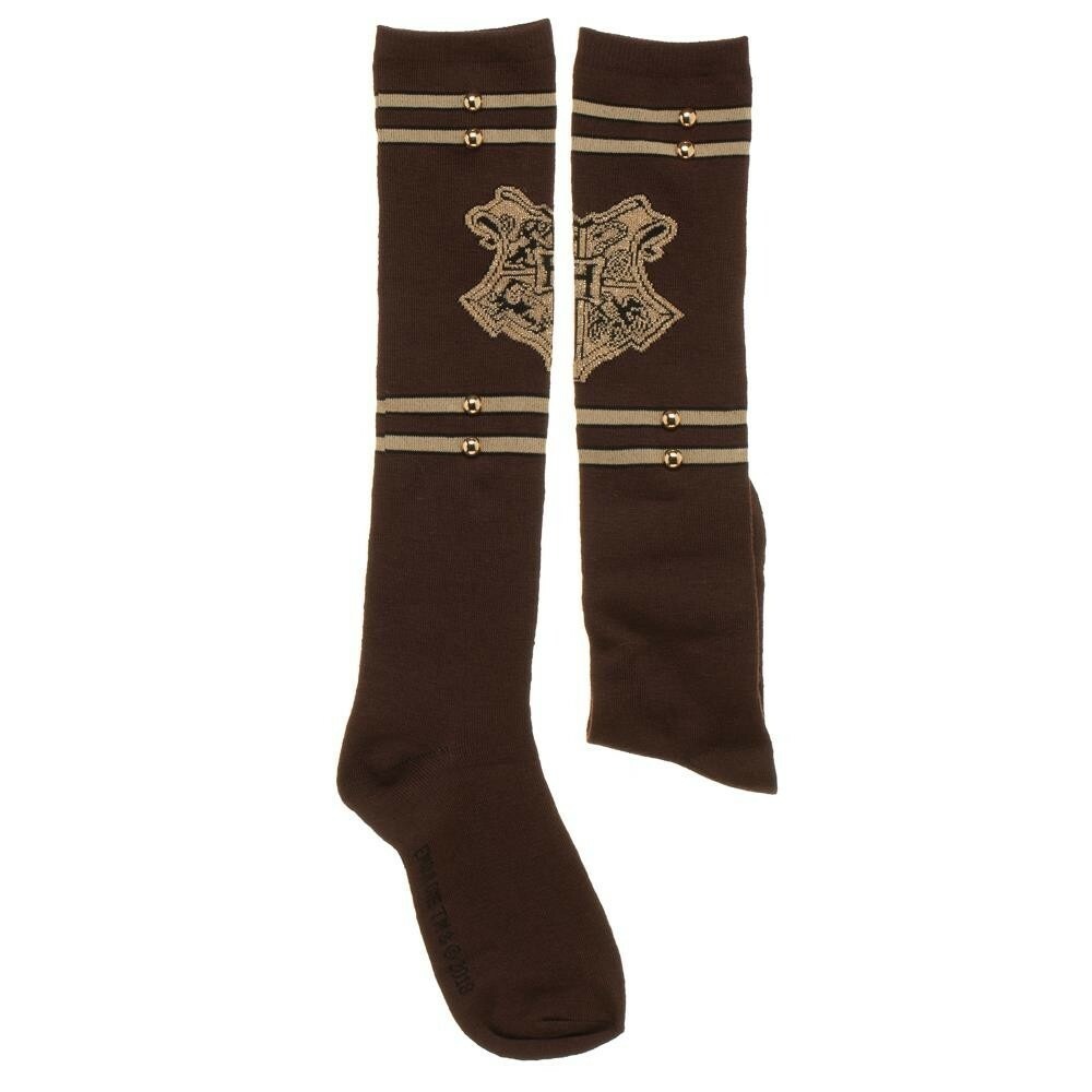 Harry Potter Knee High Socks Women's Brown Hogwarts Trunk Metal Studs Size 9-11 - Picture 2 of 2